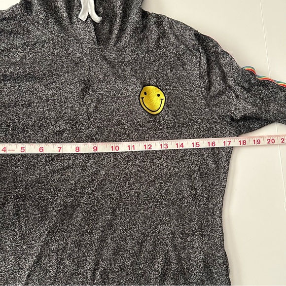 Joe Boxer Heather Grey/Black Pullover Hoodie with smiley face long Sleeves - S - Picture 9 of 10